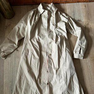 Vintage Foxland Tan and Cream Long Trench Coat size 14